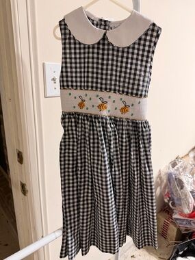 Jayne Copeland Black and White Gingham Girl's Dress